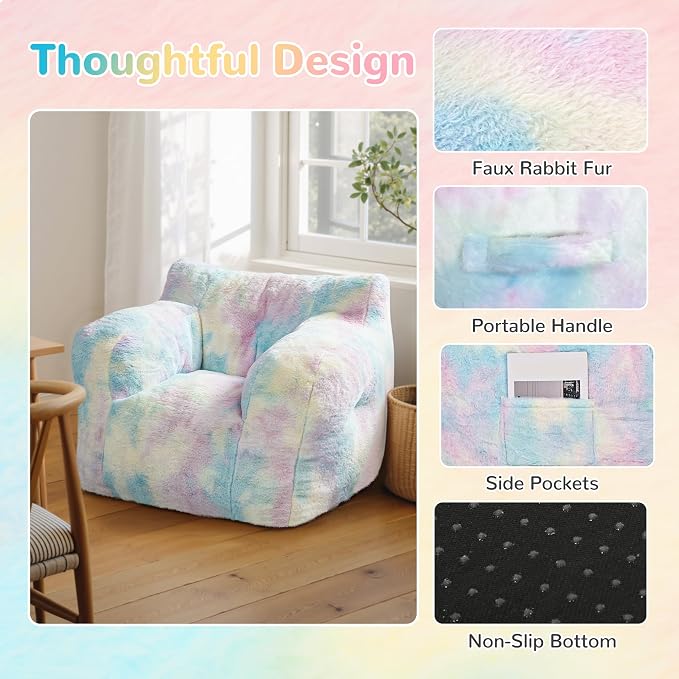Pamapic 32" Bean Bag Chair, Single Sofa, Ultra Soft Dutch Velvet, Fluffy - Image 4