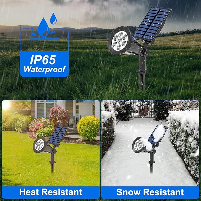 T-SUN Solar Spotlights for Outsides, Christmas Solar Lights Outdoor Waterproof - Image 5