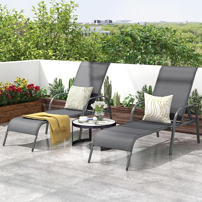 Giantex 2 Pack Patio Lounge Chair, Outdoor Chaise Lounge - Image 2