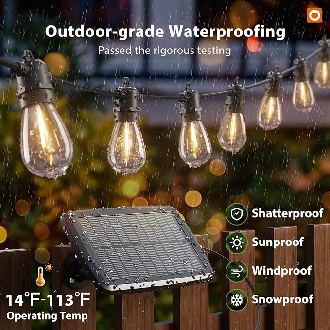 addlon 54FT Solar String Lights Outdoor Waterproof - Image 3