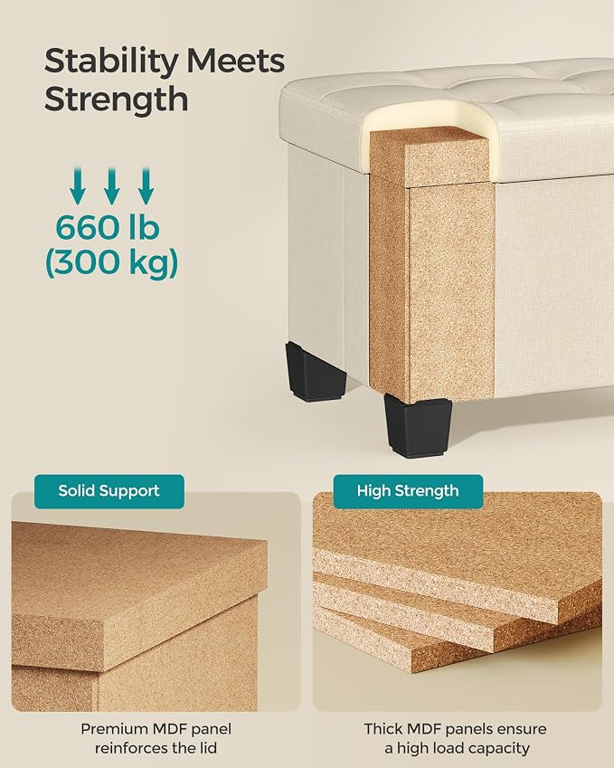 SONGMICS Storage Ottoman, Small Ottoman Foot Rest - Image 4