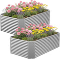 2 Pack 4x2x1.4 ft, Galvanized Steel Raised Garden Bed, Large Metal Planter by Annzoe