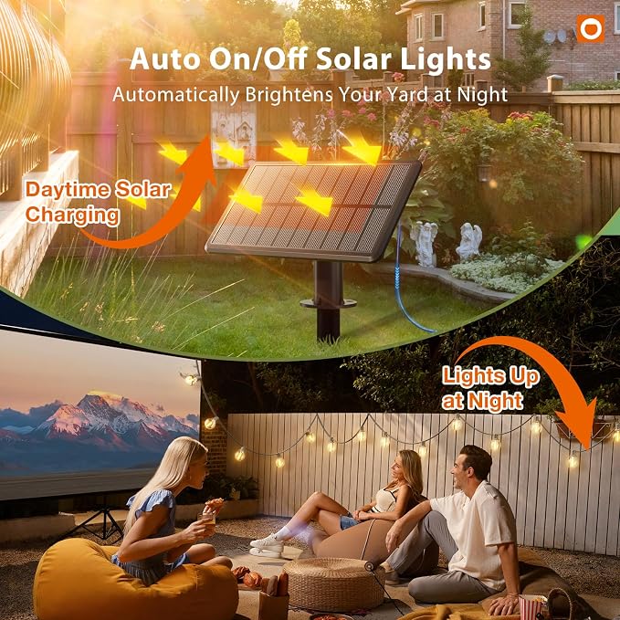 addlon 25FT Solar Powered Outdoor String Lights Waterproof - Image 8