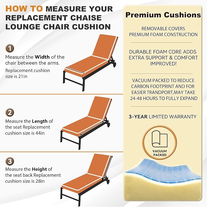 Outdoor Chaise Lounge Cushions, Olefin Lounge Cushion, Rainproof Color - Image 7