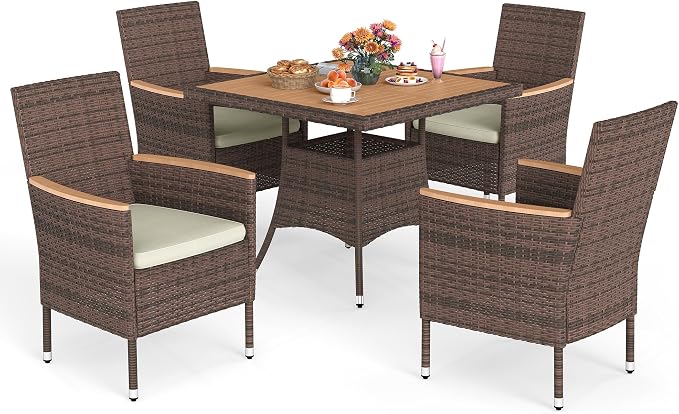 Wisteria Lane 10-Pieces Outdoor Patio Table and Chairs, Rattan Patio Table Set - Image 7