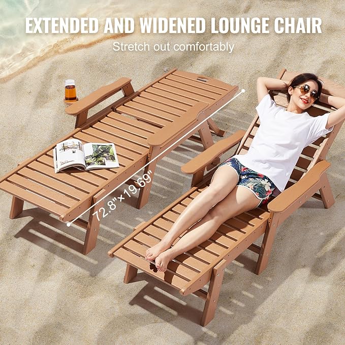 VEVOR Chaise Lounge Chair, 400 lbs Weight Capacity, 6 Positions Adjustable - Image 7