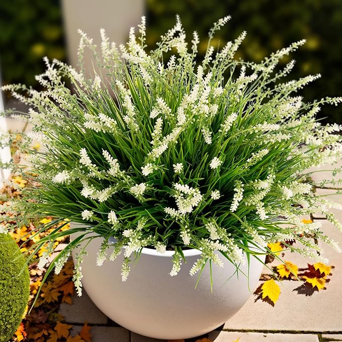 Artificial Faux Plants Flowers for Outdoor Decorations, Fake Monkey Grass for by Ammyoo