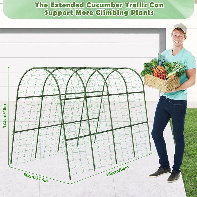Cucumber Trellis for Raised Bed, Large Size Garden Arch Trellis for Climbing - Image 8