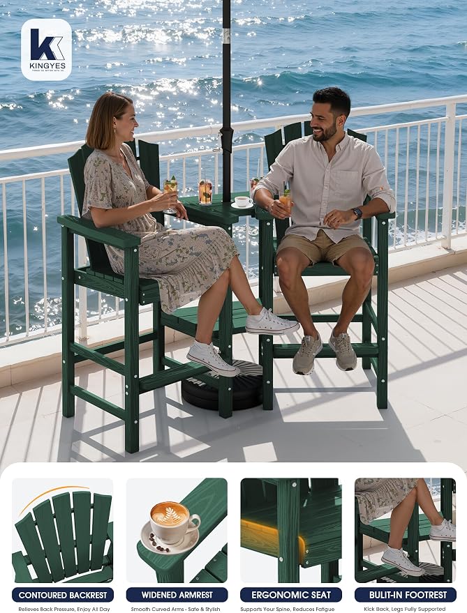 KINGYES Tall Adirondack Chair Set of 2 - Image 9