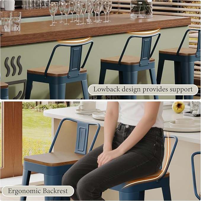 Andeworld Bar Stools Set of 4 Counter Height Stools Industrial Metal Barstools - Image 7