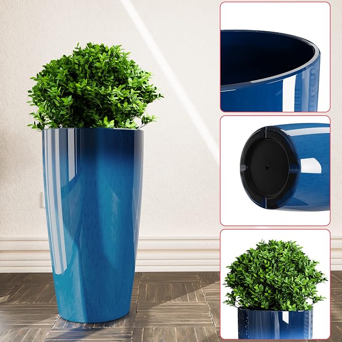 QCQHDU 21 inch Tall Planters for Outdoor & Indoor Plants, Home Decor - Image 7