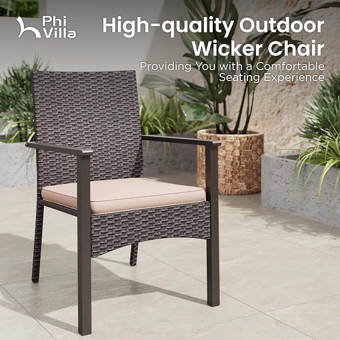 PHI VILLA Outdoor Dining Set for 8, Rectangular Rattan Table - Image 3