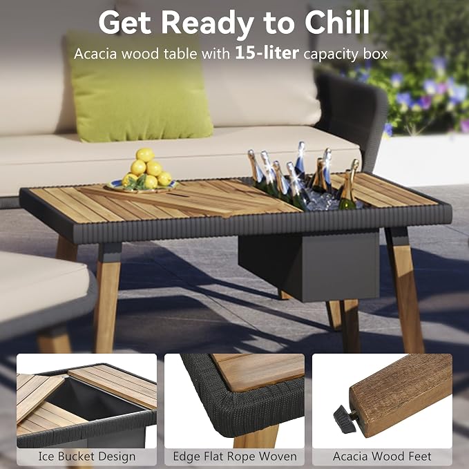 6-Piece Rope Patio Furniture Set, Outdoor Furniture - Image 7