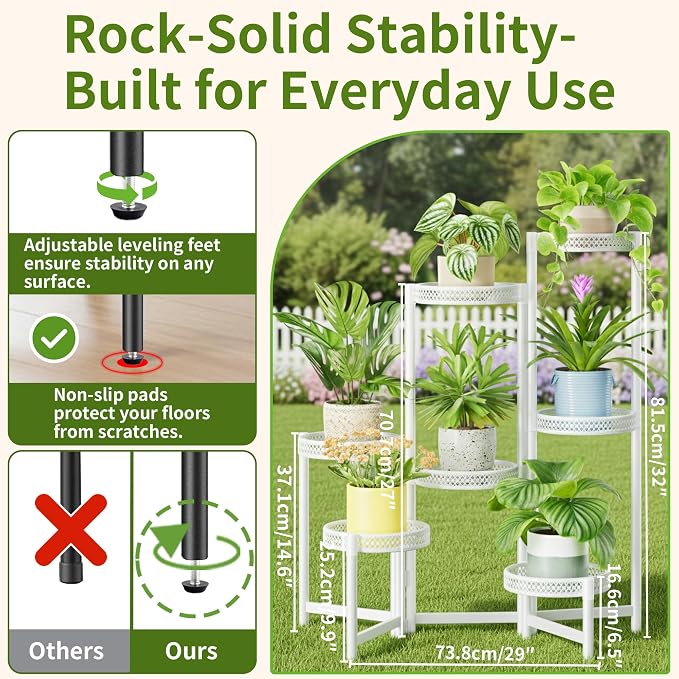 7 Tier Plant Stand Indoor Outdoor, Corner Tiered Plant Stands, Planter Display - Image 3