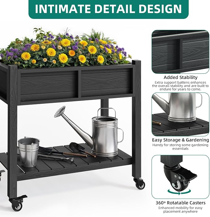 YITAHOME Raised Garden Bed, HIPS Poly Wood Elevated Planter Box - Image 2