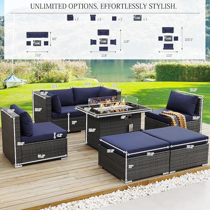 BULEXYARD 7 Piece High Back Outdoor Sectional Set - Image 6