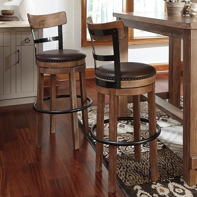 Signature Design by Ashley Pinnadel 30" Modern Swivel Pub Height Barstool - Image 2