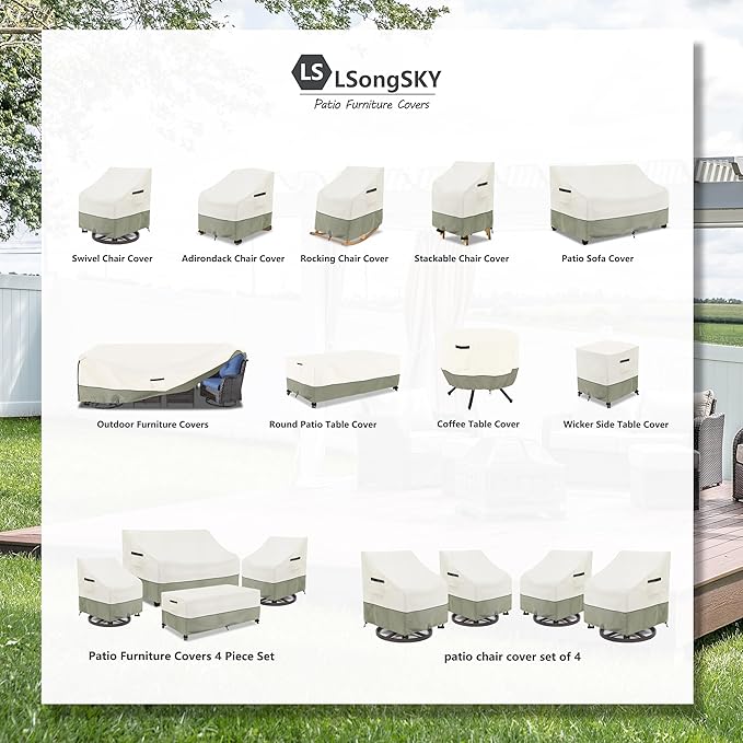 Outdoor Swivel Rocker Chair Covers 2 Pack, 35 W x 37 D x 36 H inches, 100% - Image 2