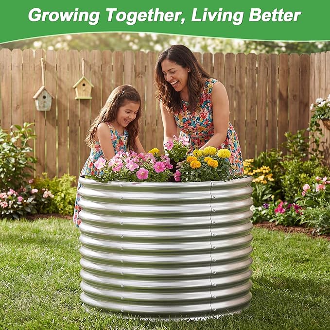 AHEONLAR 2 Pack 3x3x3ft Round Galvanized Raised Garden Bed Outdoor Metal - Image 2