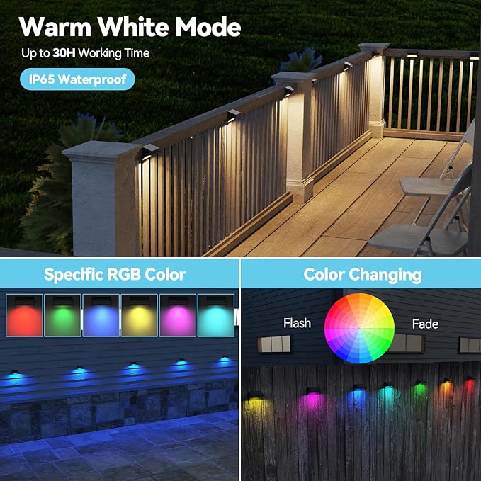 Bridika Solar Fence Lights, Fence Lights Fence Solar Lights Outdoor Waterproof - Image 2