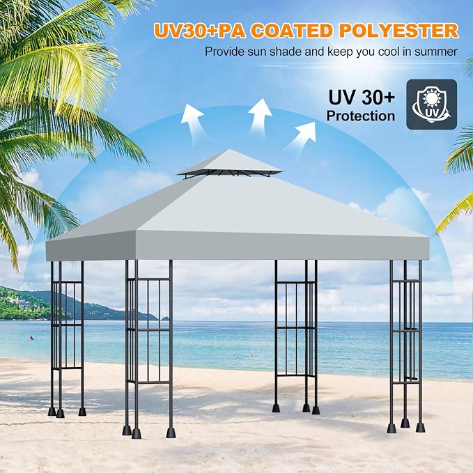 10x10 Canopy Replacement Top Cover Canopy Top Replacement Double Layer Vented - Image 5