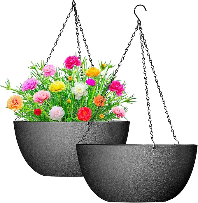 WOUSIWER 13 inch 2Pack Large Hanging Planters by WOUSIWER
