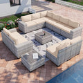 12-Piece Outdoor Patio Furniture Set Wicker Sectional Sofa Set, Patio by MuphyersPatioFurniture