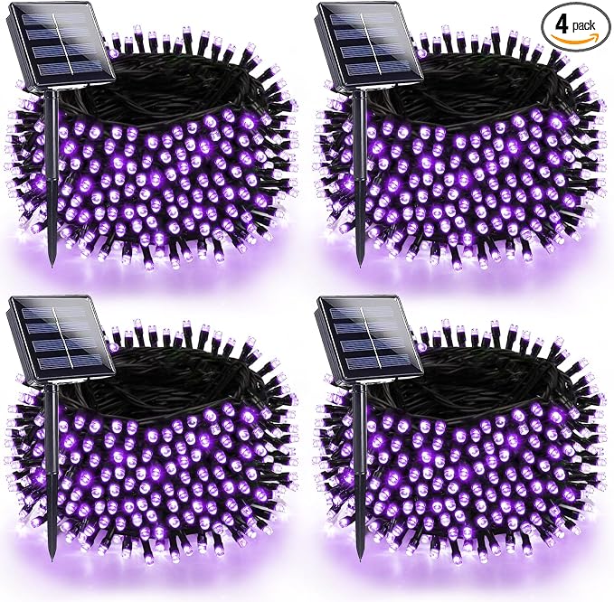 4 Pack Purple Solar Halloween Lights Outdoor Waterproof, 180FT 320 LED Solar by SANJICHA
