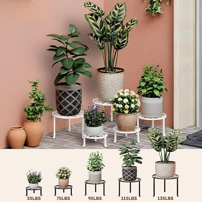 5 Pack Heavy Duty Rustproof Iron Flower Pot Stand Holder Indoor Outdoor Pot - Image 3