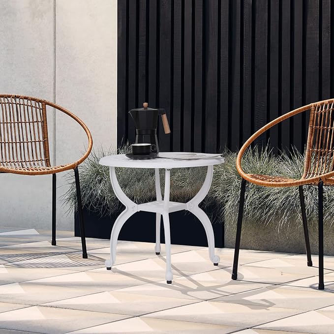 JARDIN DE CENTENNIAL Cast Aluminum Outdoor Side Table, Anti-Rust Outdoor End - Image 2