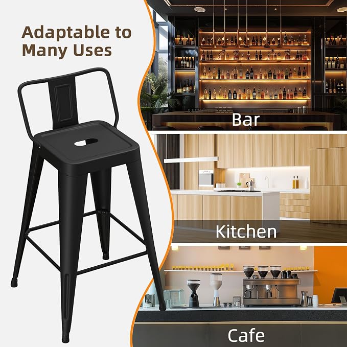 Metal Bar Stools Set of 4, Counter Height Bar Stools - Image 9