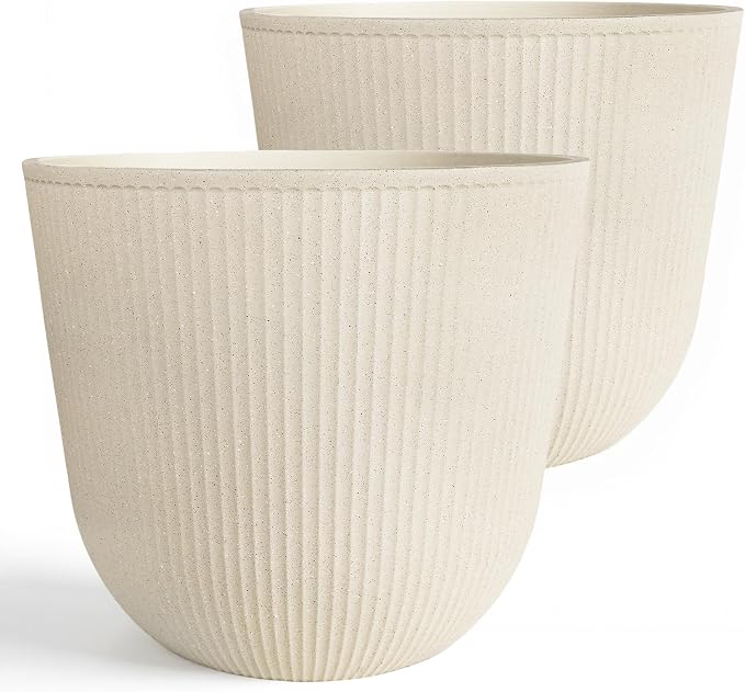 WORTH Garden Round Large Planter Pot Set of 2-17.5" Dia x 15.5" H by WORTH