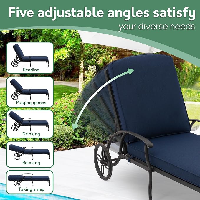 Chaise Lounge Chair Outdoor- Patio Pool Chairs Tanning Lounges - Image 3