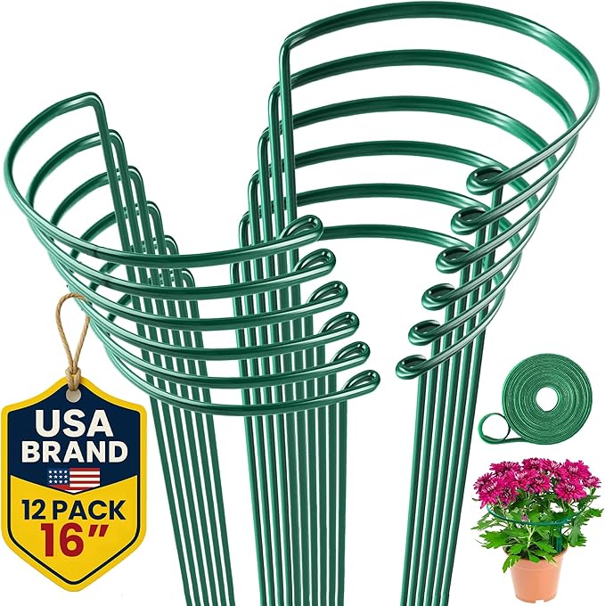 K-Brands 12 Pack Plant Support Stakes – Heavy-Duty Half Round Peony Support by K-BRANDS