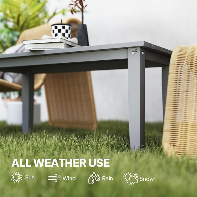 Outsunny HDPE Outdoor Coffee Table, All-Weather Rectangle Patio Coffee Table - Image 6
