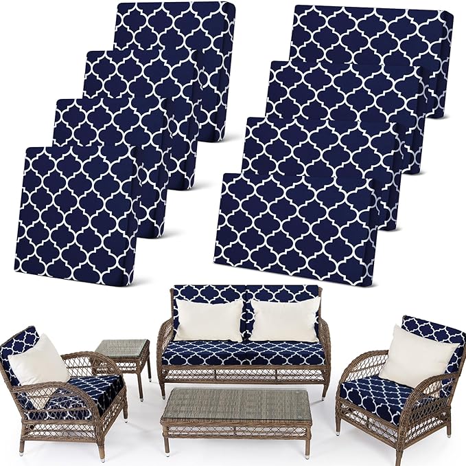 Newwiee 8 Pcs Stretch Patio Outdoor Cushion Covers Waterproof Replacement Sofa by Newwiee
