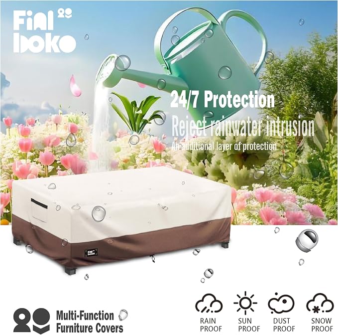 Patio Coffee Table Cover, 100% Waterproof 600D Heavy Duty Outdoor Table Cover - Image 7