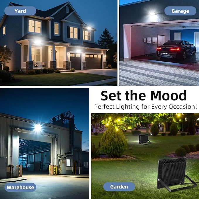 100W Flood Lights Outdoor, 12000LM Bright LED Work Light, IP66 Waterproof - Image 6