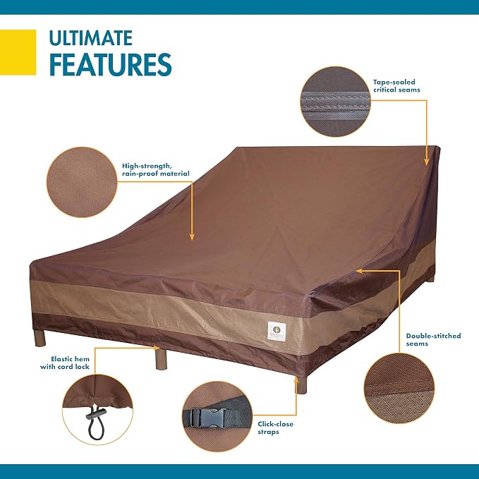 DUCKCOVERS Ultimate Waterproof 82 Inch Double Wide Patio Chaise Lounge Chair - Image 5