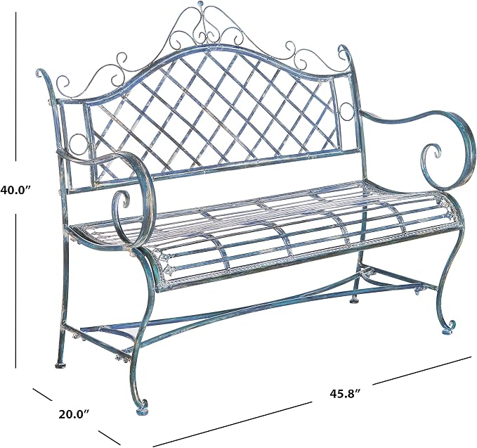 Safavieh PAT5017C Outdoor Collection Abner Antique Blue Wrought Iron 46-inch - Image 3