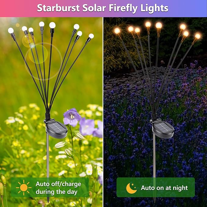 BrizLabs Solar Garden Lights, 4 Pack 32 LED Solar Powered Firefly Lights - Image 7