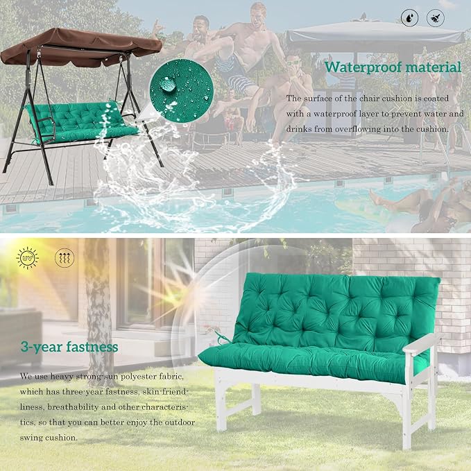 Outside Benches Cushion with Backrest, Thicken Waterproof Swing Cushions 2/3 - Image 6