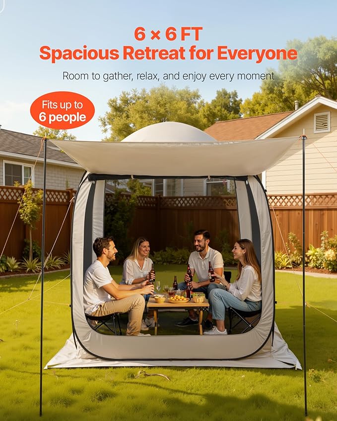 VEVOR 6 x 6 ft Pop-Up Screen House Tent - Image 3