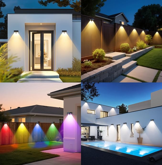 Solar Fence Lights 9-Color RGB Solar Lights Outdoor Waterproof Garden Wall - Image 5
