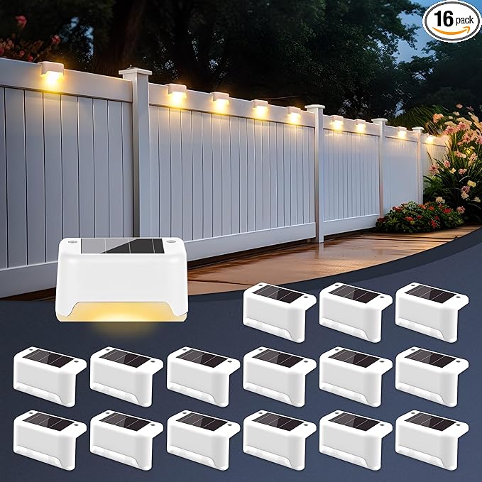 SOLPEX Solar Fence Lights Outdoor 16 Pack, Solar Step Lights Waterproof Led by Solpex