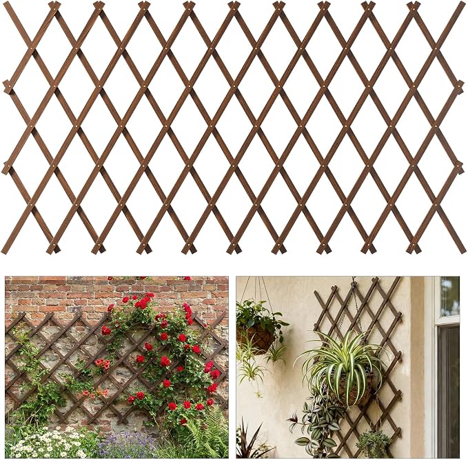 Expandable Garden Trellis, Wooden Lattice Fence Wall Panel Lattice Panels by Tilinyanone