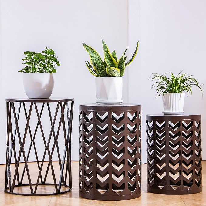 Y&M Set of 3 Round Heavy-Duty Side Table End Table, Coffee Table by YM