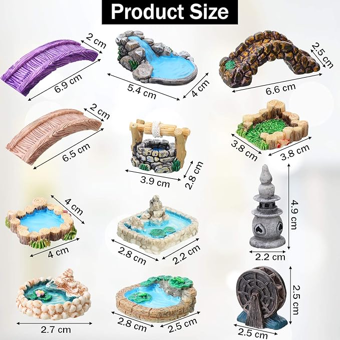 Jetec 12 Pcs Mini Fairy Garden Accessories Miniature Tiny Stone Bridge Mini - Image 2