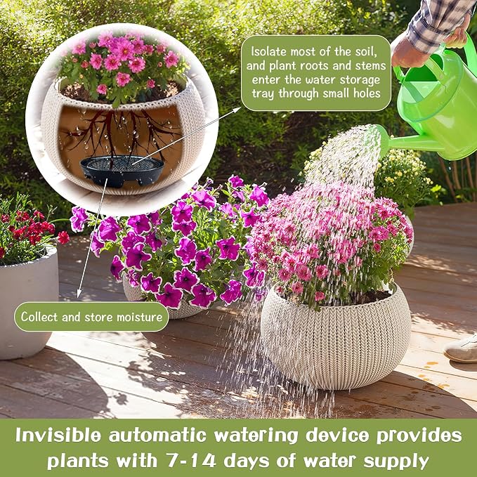 7.16” Self Watering Planter Insert, 10 Pack Invisible Hanging Basket Drip Pan - Image 5