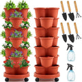 Umigy 2 Set Clay Red 7 Tier Stackable Vertical Planters by Umigy